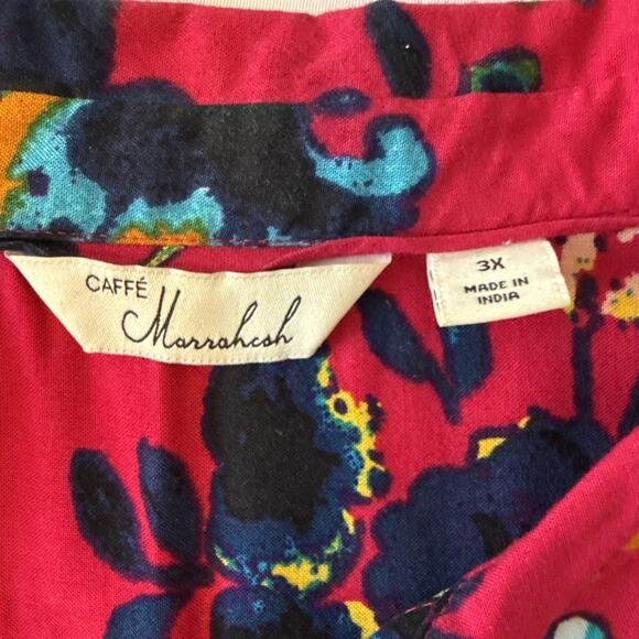 Caffe Marrakesh Womens 3X Boho Pink Floral Pintucked Sleeveless Tunic Hawaii - Picture 3 of 8